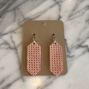 Pink Leather Perforated Earrings
